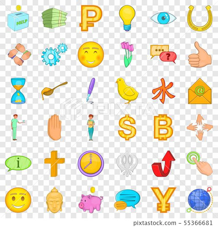 Help in donation icons set, cartoon style 55366681