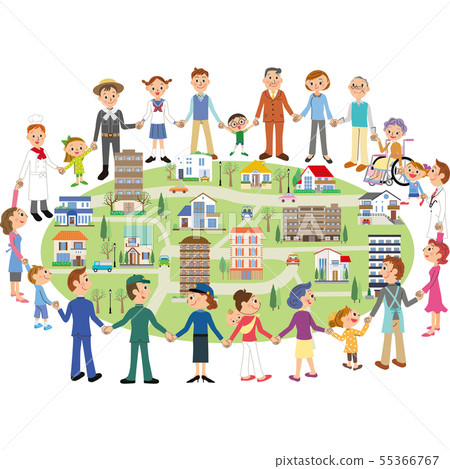 Town people and real estate 55366767