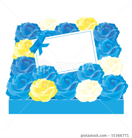 Message card in a flower box-blue roses- 55366771