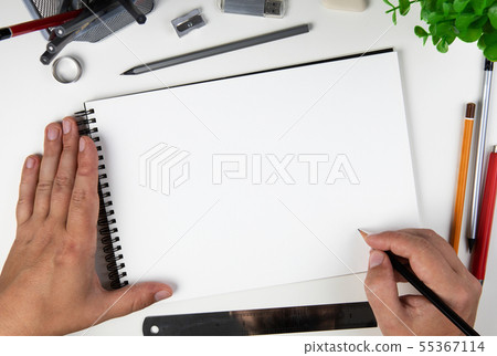 Human hand with pencil Human hand with pencil 55367114