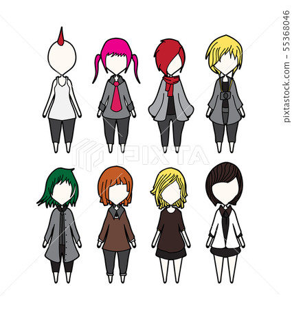 Characters vector set cartoon design mobile game 55368046