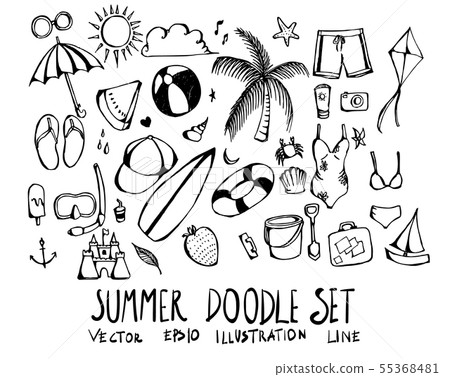 Set of summer doodle illustration Hand drawn Set of summer doodle illustration Hand drawn 55368481