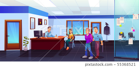 Arrest of criminal in police station, policeman 55368521