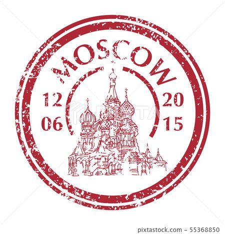 Saint Basil Cathedral on Grunge Postal Stamp 55368850