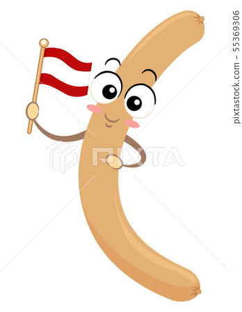 Mascot Austria Vienna Sausage Flag Illustration 55369306