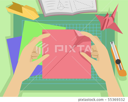Hands Origami Making Illustration 55369332