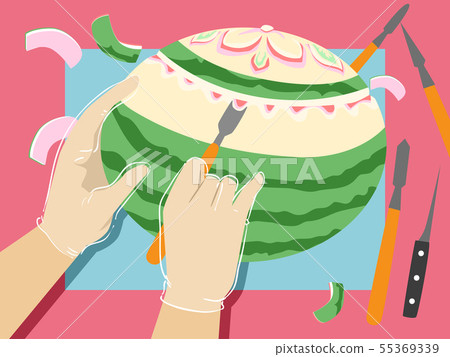 Hands Food Carving Illustration 55369339