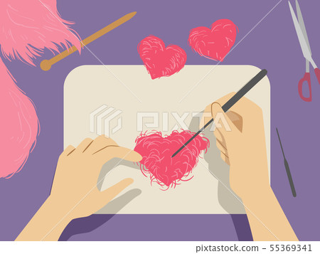 Hands Felting Illustration Hands Felting Illustration 55369341