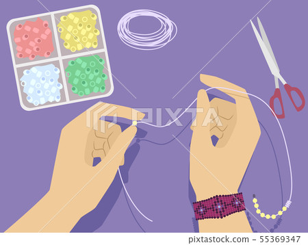 Hands Beads Crafts Illustration 55369347