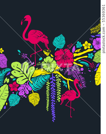 Stencil Flamingo Tropical Background Illustration 55369361