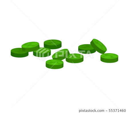Lots of green pills. Vector illustration on white background. 55371460