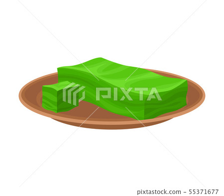 Green rectangular piece of pressed algae. Vector illustration on white background. Green rectangular piece of pressed algae. Vector illustration on white background. 55371677