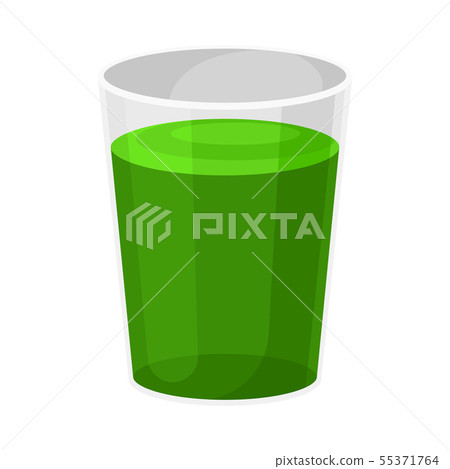 Transparent glass with green liquid. Vector illustration on white background. 55371764