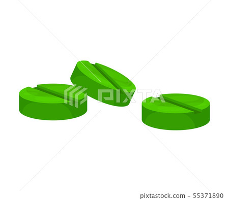 Green round pills. Vector illustration on white background. 55371890