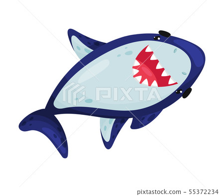 Cartoon shark smiles. Vector illustration on white background. 55372234