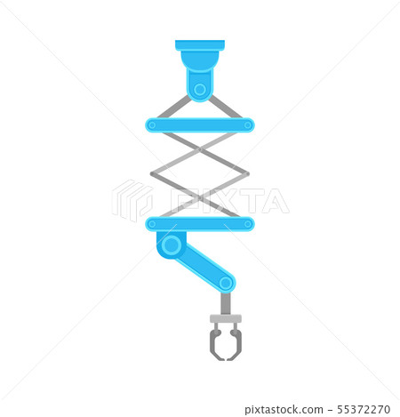 Blue robotic arm with gray crossbars. Vector illustration on white background. 55372270