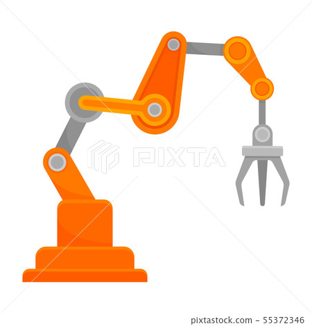Bright orange robotic arm. Vector illustration on white background. Bright orange robotic arm. Vector illustration on white background. 55372346