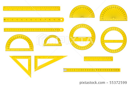 School set of plastic measure ruler, protractor School set of plastic measure ruler, protractor 55372599