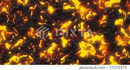 Bright and detailed magma / lava close-up material texture background, top view (seamless connection, high resolution 3D CG rendering ∕ coloring illustration) Bright and detailed magma / lava close-up material texture background, top view (seamless connection, high resolution 3D CG rendering ∕ coloring illustration) 55372875