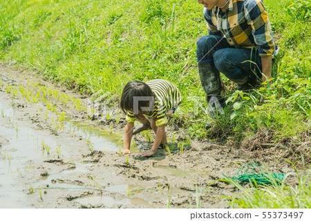 Farmer parent and child Farmer parent and child 55373497