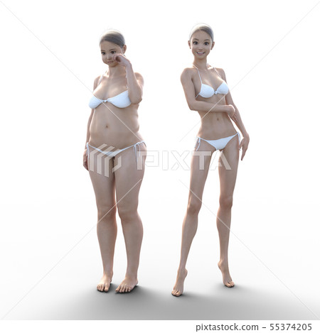 Diet image Before after After perming3dCG illustration material 55374205