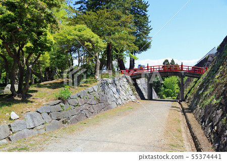 Morioka Castle ruins park, Tokumo Bridge seen from the sky moat 55374441