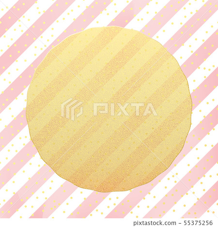 Greeting card template. Gold glitter foil dots confetti on striped white and pink background. EPS 10 55375256