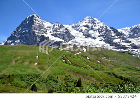 Eiger North Wall and Mönch from the "Kleine Scheidegg-Wengern Alp" hiking trail 55375424