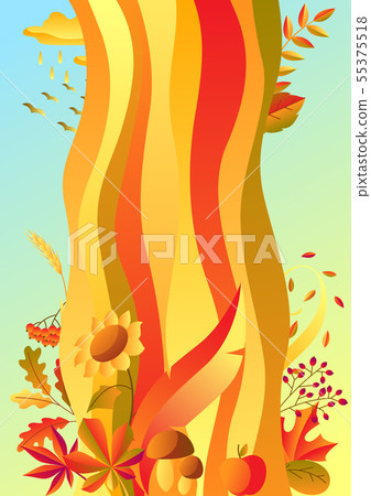 Background with stylized autumn items. Background with stylized autumn items. 55375518