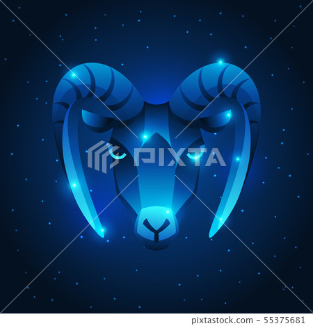 Capricorn zodiac sign, blue star horoscope symbol. 55375681