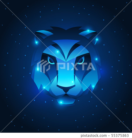 Leo zodiac sign, blue star horoscope symbol. 55375863