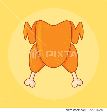 Icon of roasted chicken in flat style. Icon of roasted chicken in flat style. 55376285