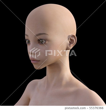 Women's head perming3DCG illustrations material 55376366