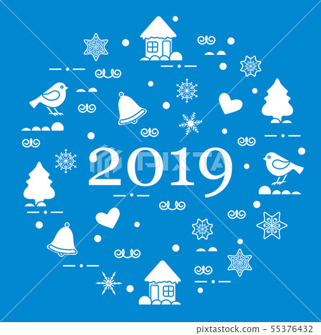 Happy New Year 2019 card Vector illustration. Happy New Year 2019 card Vector illustration. 55376432