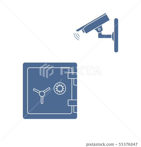 Vector illustration with security camera and safe Vector illustration with security camera and safe 55376847