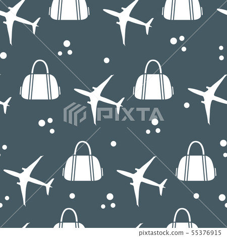 Seamless pattern with planes and bags - Stock Illustration [55376915 ...