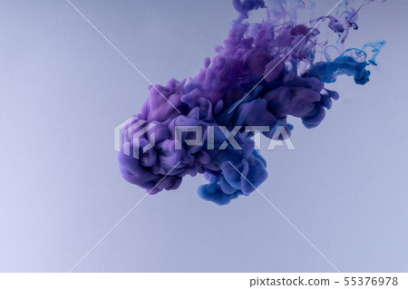 Colorful Ink swirling in water. Cloud of silky ink on white background. 55376978