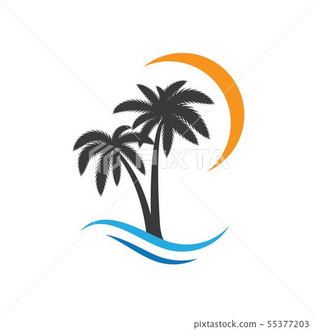 Palm tree summer logo template-插圖素材 [55377203] - PIXTA圖庫