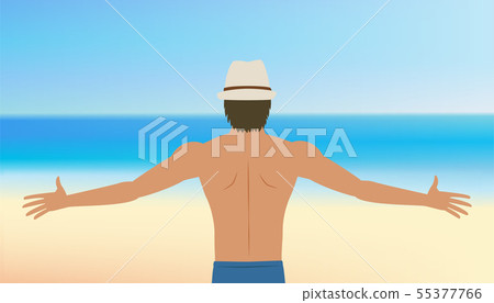 Handsome guy at the beach 55377766