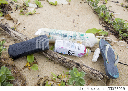 Plastic waste launched to the coast Plastic waste launched to the coast 55377929