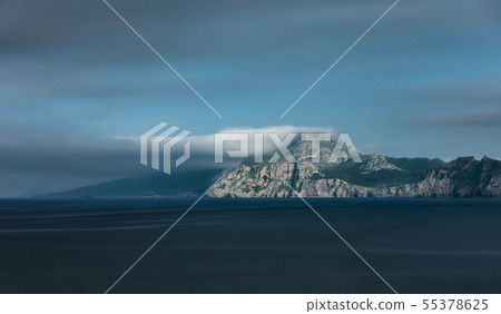 Rugged coastline with high cliffs ultra long exposure 55378625