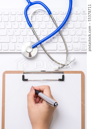 Doctor stethoscope medical top view doctor flatlay stethoscope medical doctor 55378711