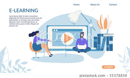 Bright Banner Inscription E-learning Cartoon. Bright Banner Inscription E-learning Cartoon. 55378839