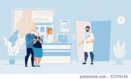 Banner Sick Elderly Couple who in Doctors Office. 55379146