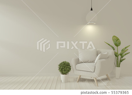 mock up Interior with gray armchair and decoration 55379365