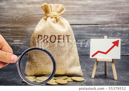 Money bag with the word Profit and an up arrow. 55379552