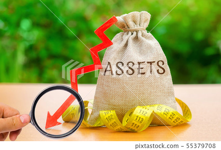 Money bag with tape measure and the word Assets Money bag with tape measure and the word Assets 55379708