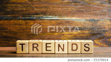 Wooden blocks with the word Trends. 55379914