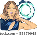 Fast fashion sketch of girl in blue dress 55379948