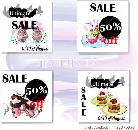 Set of Sale Vector Designs with social media banners, designs promotional material in graphic style 55379956
